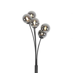QAZQA Moderne Stehlampe schwarz 5-Licht mit Rauchglas - Athen -Stehlampen Verkaufsladen 3897 103126 3