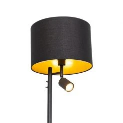 QAZQA Stehlampe schwarz mit goldener Innenseite und Leselampe - Jelena -Stehlampen Verkaufsladen 3905 105566 2