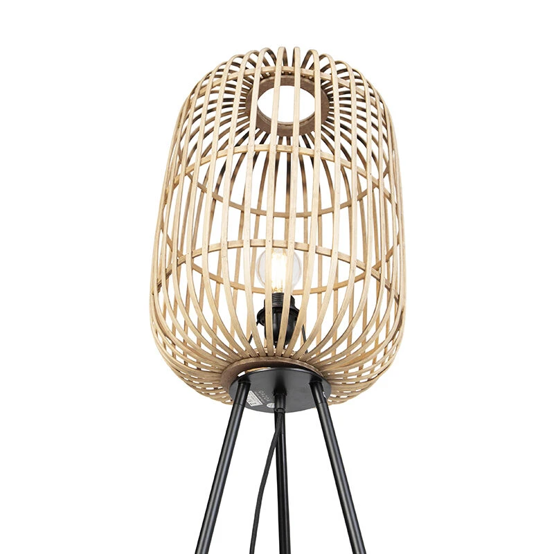 QAZQA Ländliche Stehlampe Rattan - Manila 13 QAZQA Ländliche Stehlampe Rattan - Manila – Bild 11