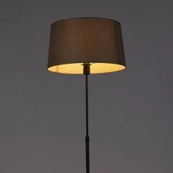 QAZQA Schwarze Stehlampe mit taupe Leinenschirm 45 cm verstellbar - Parte -Stehlampen Verkaufsladen 3971 98592 9