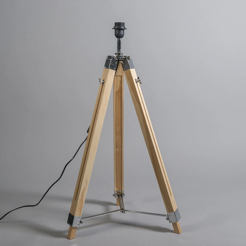 QAZQA Stehleuchte im Landhausstil mit schwarzem Leinenschirm 45 cm - Tripod 7 QAZQA Stehleuchte im Landhausstil mit schwarzem Leinenschirm 45 cm - Tripod – Bild 5
