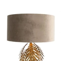 QAZQA Vintage Stehlampe Gold mit Samtschirm Taupe 50 cm - Botanica -Stehlampen Verkaufsladen 4015 103627 2