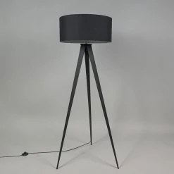 QAZQA Moderne Stehlampe schwarz mit schwarzem Schirm - Ilse -Stehlampen Verkaufsladen 4021 93703 9