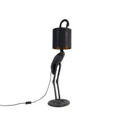 QAZQA Vintage Stehlampe schwarz mit Stoffschirm schwarz - Kranichvogel -Stehlampen Verkaufsladen 4064 103975 10