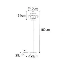 QAZQA Stehlampe schwarz mit Rauch und klarem Glas 8 Lichter - Bonnie -Stehlampen Verkaufsladen 4065 104765 3