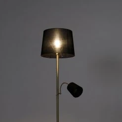 QAZQA Klassische Stehlampe Gold Stoffschirm Schwarz mit Leselampe - Retro -Stehlampen Verkaufsladen 4090 103239 14