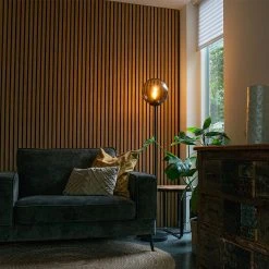 QAZQA Art Deco Stehleuchte schwarz mit Rauchglas - Pallon Mezzi