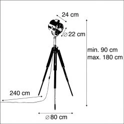 QAZQA Stehleuchte mit Holzstativ und Studiospot - Tripod Shiny -Stehlampen Verkaufsladen 4113 98819 3