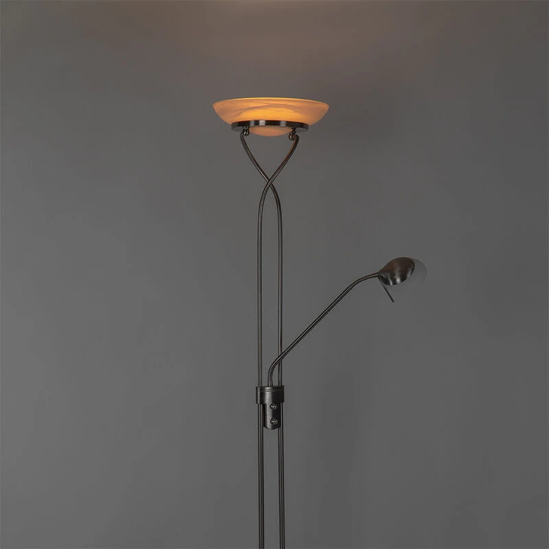 QAZQA Stehlampe Stahl inkl. LED und Dimmer mit Leselampe - Empoli 16 QAZQA Stehlampe Stahl inkl. LED und Dimmer mit Leselampe - Empoli – Bild 14