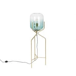QAZQA Design-Stehlampe Gold mit grünem Glas - Bliss -Stehlampen Verkaufsladen 4136 104863 12
