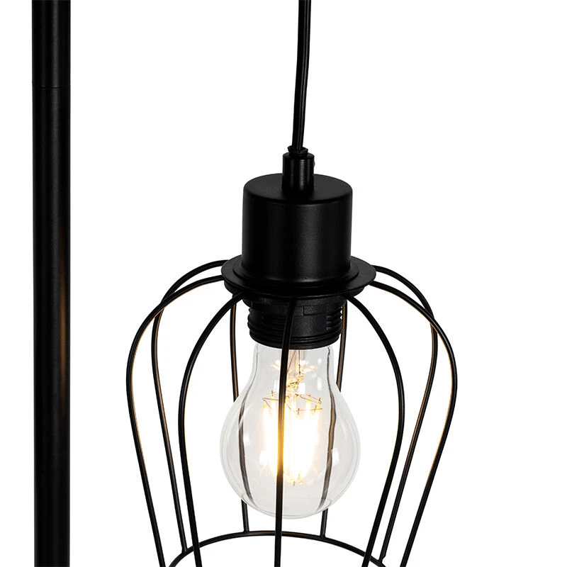 QAZQA Ländliche Stehlampe schwarz mit Holz 2-flammig - Stronk 9 QAZQA Ländliche Stehlampe schwarz mit Holz 2-flammig - Stronk – Bild 7