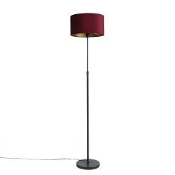 QAZQA Stehleuchte schwarz mit Veloursschirm rot mit Gold 35 cm - Parte -Stehlampen Verkaufsladen 4161 98589 10