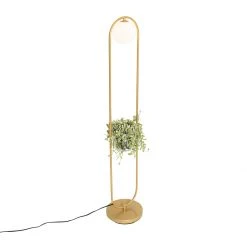 QAZQA Art deco vloerlamp goud met wit glas - Isabella -Stehlampen Verkaufsladen 4166 105934 8