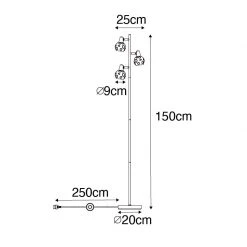 QAZQA Art Deco Stehleuchte schwarz und gold mit Rauchglas 3-Licht - Vidro 20 QAZQA Art Deco Stehleuchte schwarz und gold mit Rauchglas 3-Licht - Vidro -Stehlampen Verkaufsladen 4180 102487 3