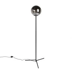 QAZQA Art Deco Stehleuchte schwarz mit Rauchglas - Pallon 25 QAZQA Art Deco Stehleuchte schwarz mit Rauchglas - Pallon -Stehlampen Verkaufsladen 4225 99145 11