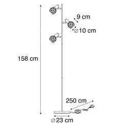 QAZQA Stehleuchte schwarz mit Kupfer 3-Licht - Mesh -Stehlampen Verkaufsladen 4263 98910 4