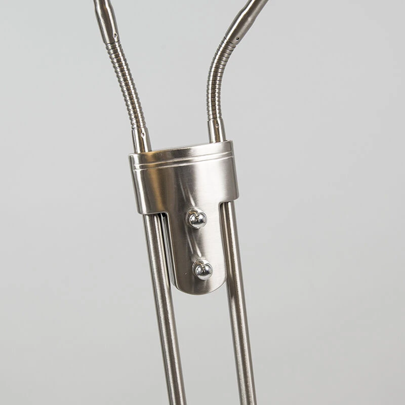 QAZQA Moderne Stehleuchte Stahl mit Leseleuchte inkl. LED - Eva 10 QAZQA Moderne Stehleuchte Stahl mit Leseleuchte inkl. LED - Eva – Bild 8