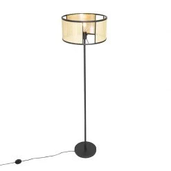 QAZQA Retro Stehlampe schwarz mit Rattan 40 cm - Akira -Stehlampen Verkaufsladen 4304 105035 10