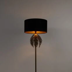 QAZQA Vintage Stehlampe Gold mit schwarzem Samtschirm 50 cm - Botanica -Stehlampen Verkaufsladen 4334 103624 9