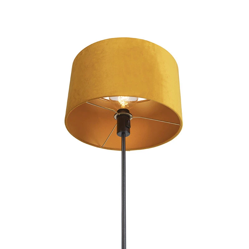 QAZQA Stehleuchte schwarz mit Veloursschirm ockergelb mit Gold 35 cm - Parte 7 QAZQA Stehleuchte schwarz mit Veloursschirm ockergelb mit Gold 35 cm - Parte – Bild 5