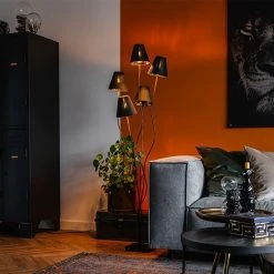 QAZQA Design Stehlampe schwarz mit gold 5-flammig - Melis