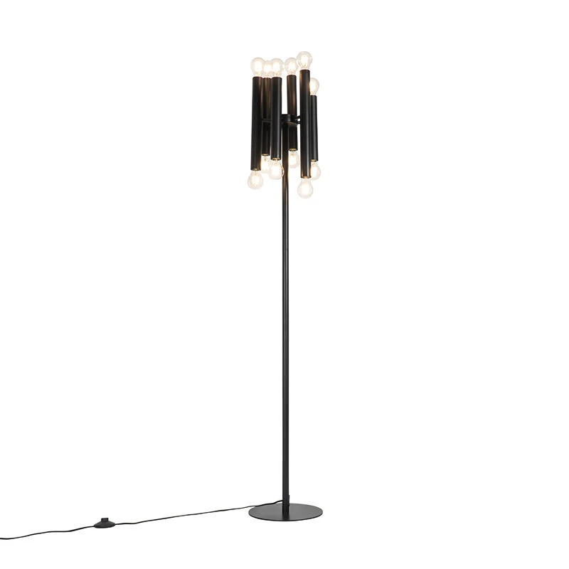 QAZQA Art Deco Stehlampe schwarz 12-Licht - Tubi 17 QAZQA Art Deco Stehlampe schwarz 12-Licht - Tubi – Bild 16