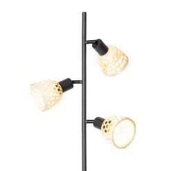 QAZQA Oosterse vloerlamp zwart met bamboe 3-lichts - Rayan -Stehlampen Verkaufsladen 4429 105627 2