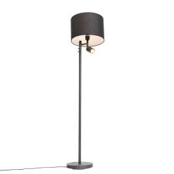 QAZQA Stehlampe schwarz mit weißer Innenseite und Leselampe - Jelena 26 QAZQA Stehlampe schwarz mit weißer Innenseite und Leselampe - Jelena -Stehlampen Verkaufsladen 4505 105567 8