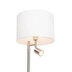 QAZQA Stehlampe Stahl mit Schirm weiß und Leselampe - Jelena -Stehlampen Verkaufsladen 4527 105569 2