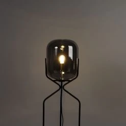 QAZQA Smart Stehlampe schwarz inkl. WiFi A60 Rauchglas - Bliss -Stehlampen Verkaufsladen 4532 103574 20