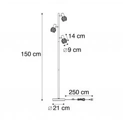 QAZQA Design Stehleuchte schwarz mit Gold 3-Licht verstellbar - Mesh 13 QAZQA Design Stehleuchte schwarz mit Gold 3-Licht verstellbar - Mesh -Stehlampen Verkaufsladen 4539 102190 3