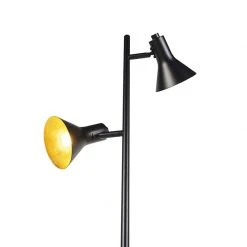 QAZQA Moderne Stehleuchte schwarz mit 2 goldenen Lichtern - Magno -Stehlampen Verkaufsladen 4617 99076 10