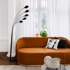 QAZQA Design Stehlampe schwarz mit gold 5-flammig - Sixties Marmo