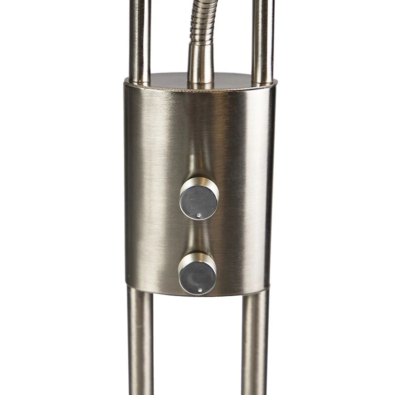 QAZQA Moderne Stehleuchte Stahl inkl. LED mit Lesearm - Ibiza 5 QAZQA Moderne Stehleuchte Stahl inkl. LED mit Lesearm - Ibiza – Bild 3