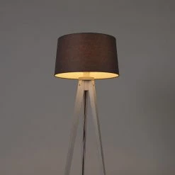 QAZQA Modernes Stativ weiß mit Leinenschirm dunkelgrau 45 cm - Tripod Classic -Stehlampen Verkaufsladen 4670 104116 9