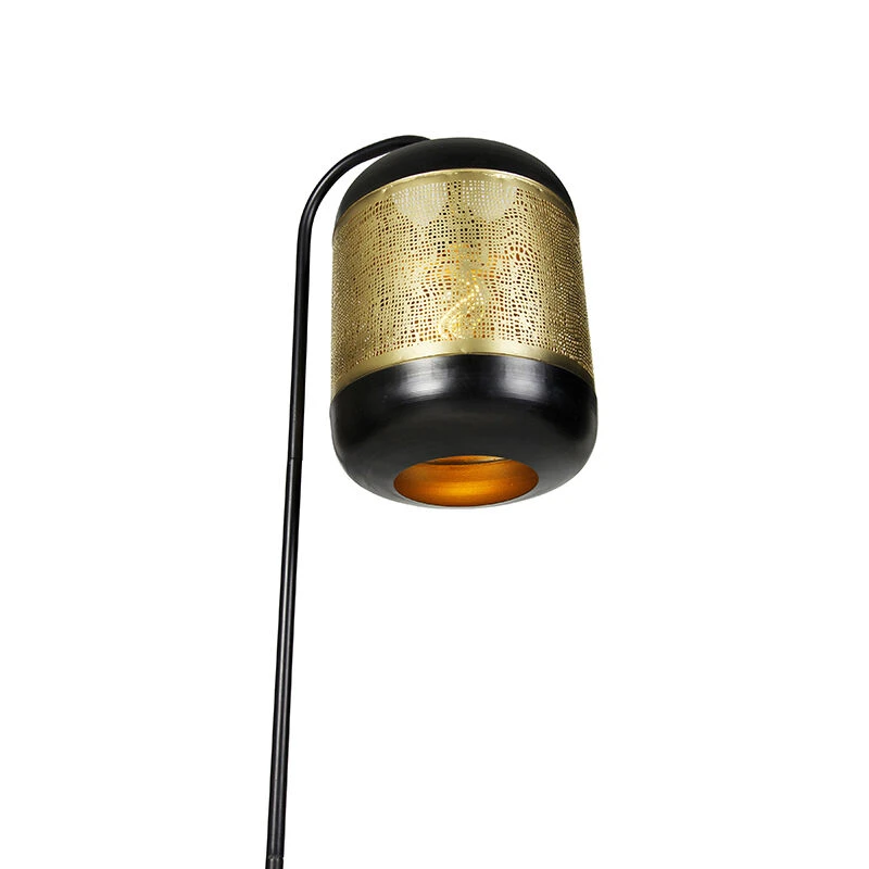 QAZQA Vintage vloerlamp zwart met messing - Kayleigh 10 QAZQA Vintage vloerlamp zwart met messing - Kayleigh – Bild 8