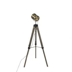 QAZQA Industriestehlampe Stativholz mit Studiospot - Braha -Stehlampen Verkaufsladen 4674 96595 6