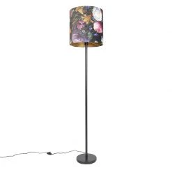 QAZQA Romantische Stehleuchte schwarz mit Blumenschirm 40 cm - Simplo -Stehlampen Verkaufsladen 4682 102174 10