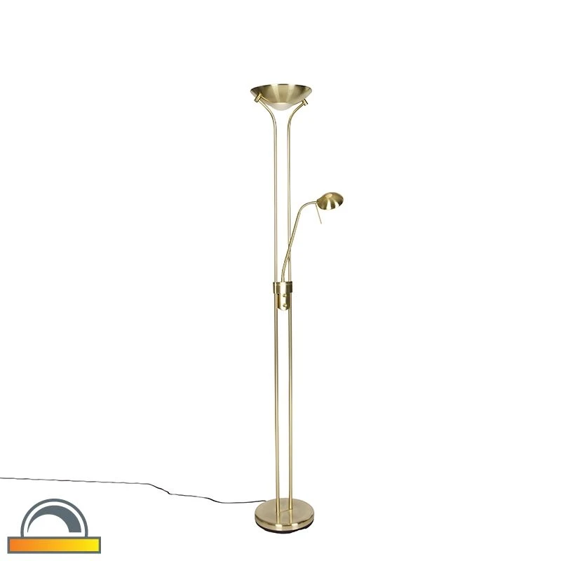QAZQA Moderne Stehleuchte Messing mit Leselampe inkl. LED dim to warm - Diva 3 QAZQA Moderne Stehleuchte Messing mit Leselampe inkl. LED dim to warm - Diva