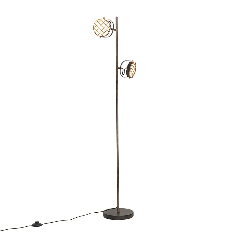 QAZQA Vintage Stehlampe rostbraun 2-flammig - Tamina 11 QAZQA Vintage Stehlampe rostbraun 2-flammig - Tamina – Bild 9