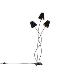 QAZQA Design Stehlampe schwarz mit gold 3-flammig - Melis -Stehlampen Verkaufsladen 4692 103870 16