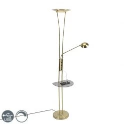 QAZQA Goldene Stehlampe mit Lesearm inkl. LED und USB-Anschluss - Sevilla
