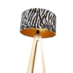 QAZQA Stehlampe Holz mit Stoffschirm Zebra 50 cm - Stativ Classic -Stehlampen Verkaufsladen 4701 104366 5