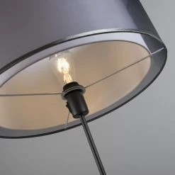 QAZQA Schwarze Stehlampe mit schwarz / weißem Schirm 47 cm verstellbar - Parte -Stehlampen Verkaufsladen 4734 93221 4