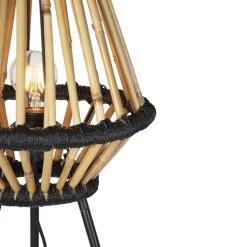 QAZQA Orientalische Stativ-Stehlampe Bambus mit Schwarz - Evalin -Stehlampen Verkaufsladen 4740 105076 2