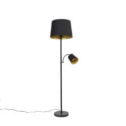 QAZQA Klassische Stehlampe schwarz mit Gold und Leselicht - Retro -Stehlampen Verkaufsladen 4749 103238 16
