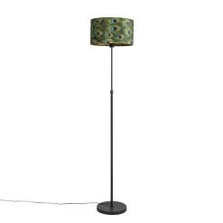 QAZQA Schwarze Stehlampe mit Veloursschirm Pfau mit Gold 35 cm - Parte -Stehlampen Verkaufsladen 4770 98583 9