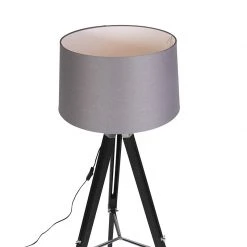 QAZQA Stehleuchte schwarz mit dunkelgrauem Schirm 45 cm - Tripod -Stehlampen Verkaufsladen 4811 92837 5