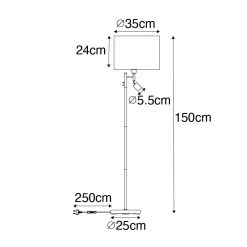 QAZQA Stehlampe Stahl mit Schirm weiß und Leselampe - Jelena -Stehlampen Verkaufsladen 4812 105569 3