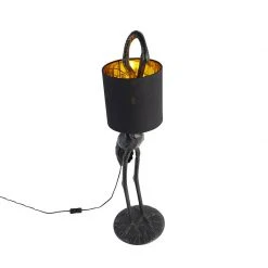 QAZQA Vintage Stehlampe schwarz mit Stoffschirm schwarz - Kranichvogel -Stehlampen Verkaufsladen 4824 103975 7